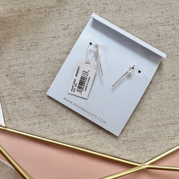 NWT Kendra Scott Heart Gold Drop Earrings in Iridescent Drusy - Picture 4 of 4